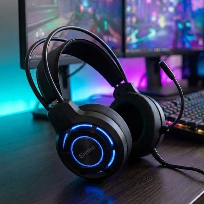 Headset Gamer Led RGB Onistek On Fn637 Com Fio E Microfone Flexivel
