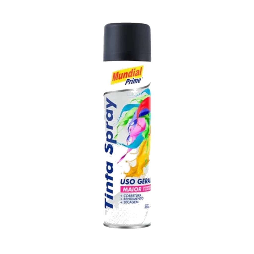 Tinta spray spray Aeroflex Mundial Prime - Preto brilhante