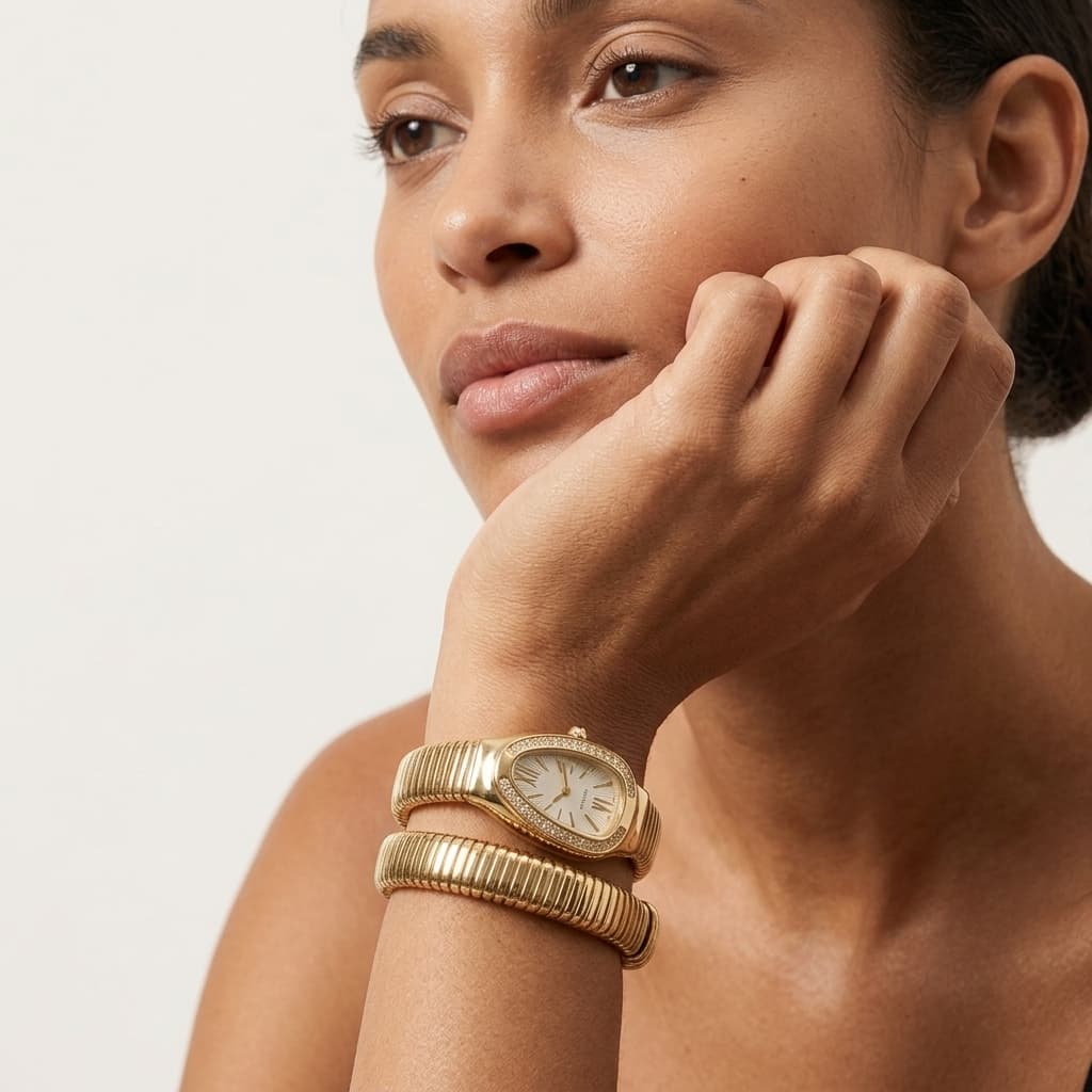 Relógio Feminino Dourado ou Prata Pulseira Flexível Elegante Ajustável Estilo Presente