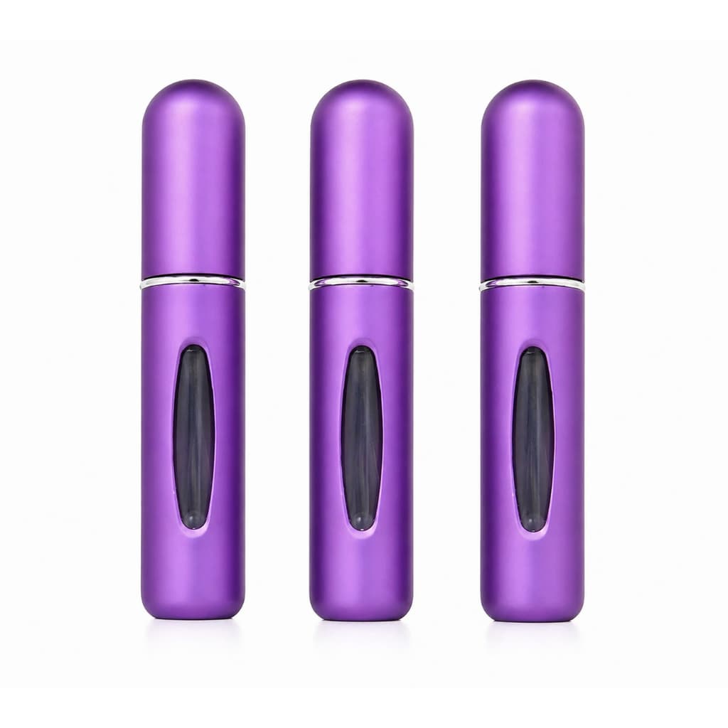 Kit 3 Porta Perfume Recarregável Roxo Frasco Portátil 5ml