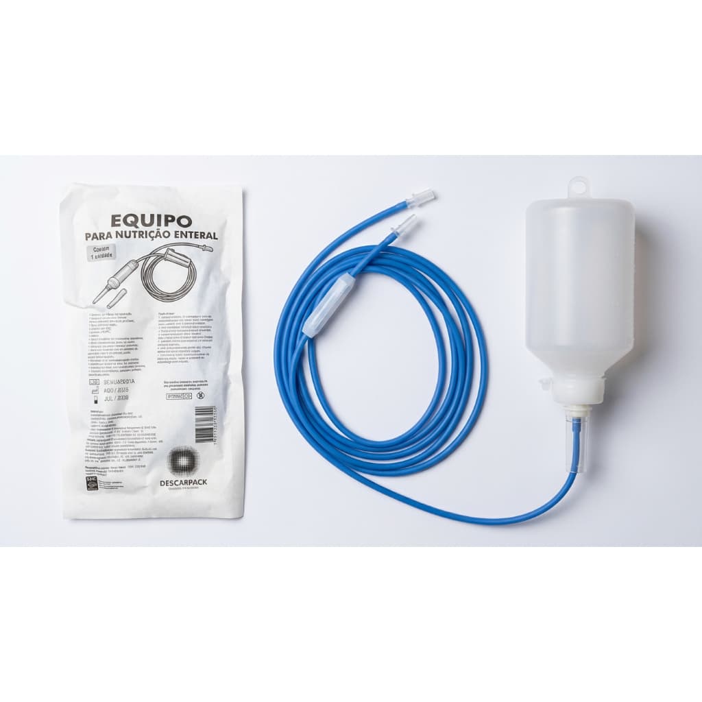 Kit 10 Equipos Luer Slip + 10 Frascos 300ml Dieta Alimentação Enteral