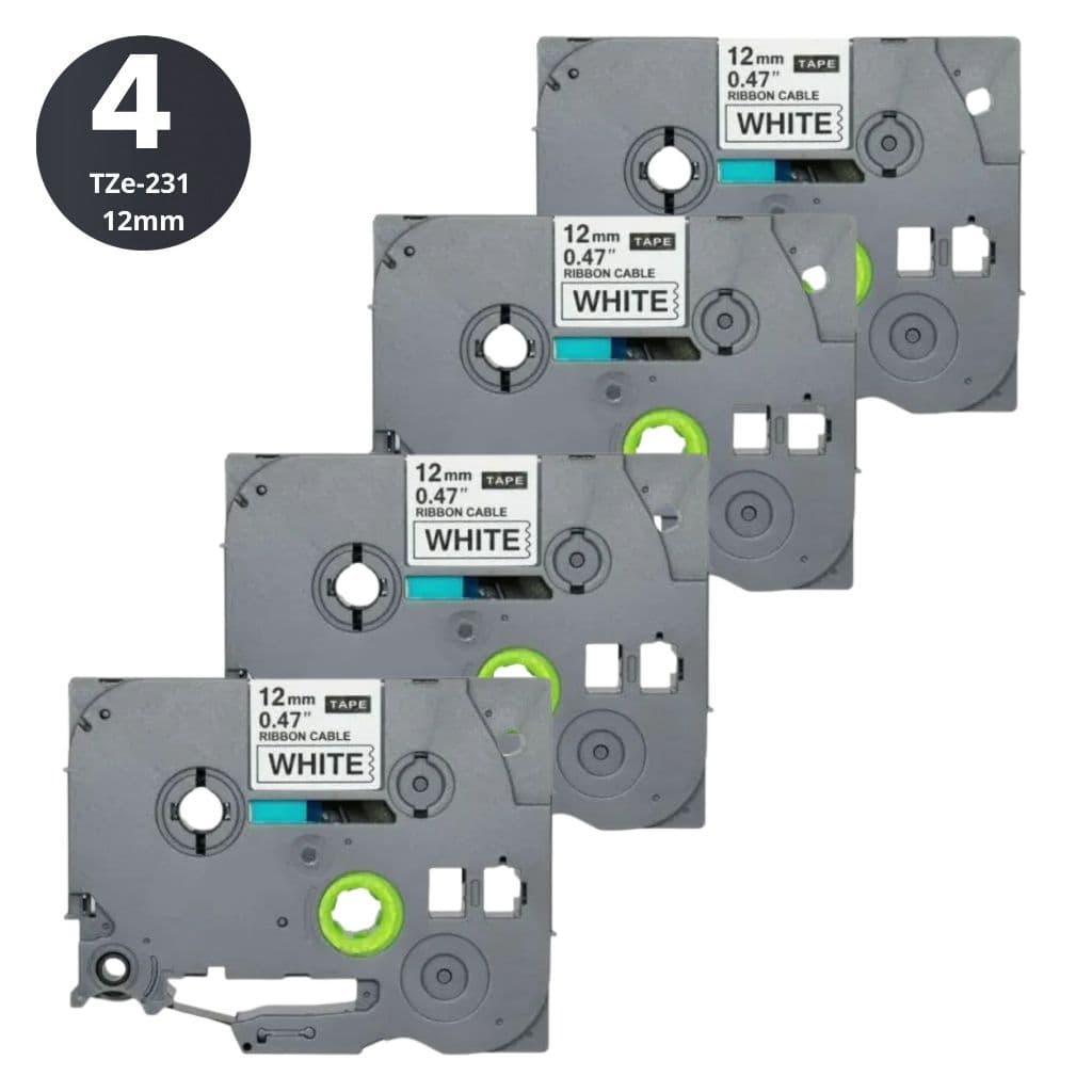 Kit 4 Fitas P/ Brother Tze-231 Tzc231 Pt-h110 Pt-h105 Branco