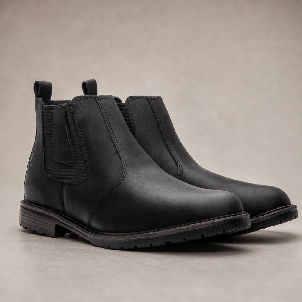 Botina Chelsea Masculina em Couro Legítimo Crazy Horse Solado Borracha Conforto Premium Agro Roça