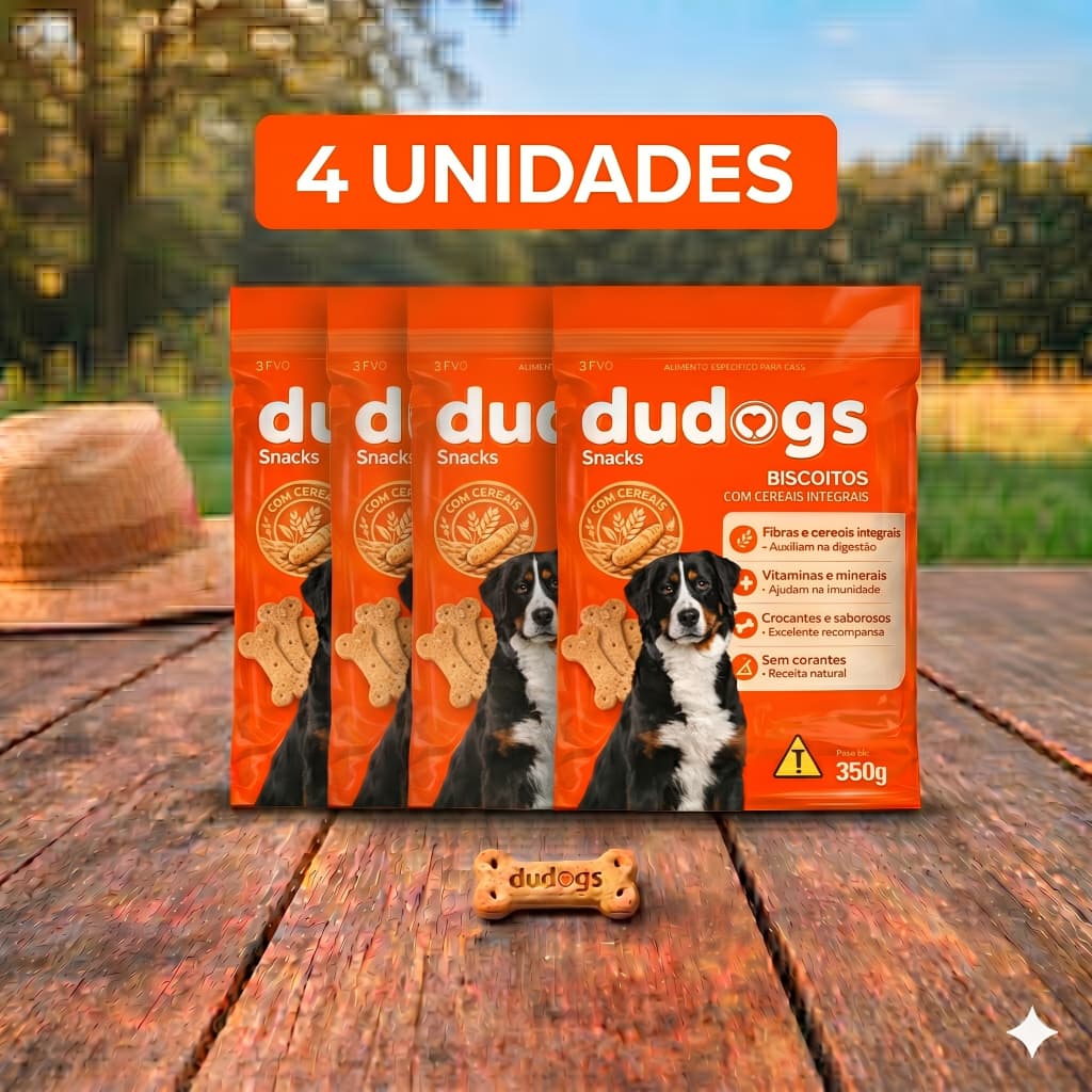 Kit Biscoito Dudogs snakcs para Cães Sabor Cereais Integrais 350g