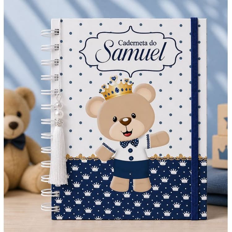 Caderneta de Saúde Personalizada  -Caderneta de Vacina Urso Príncipe