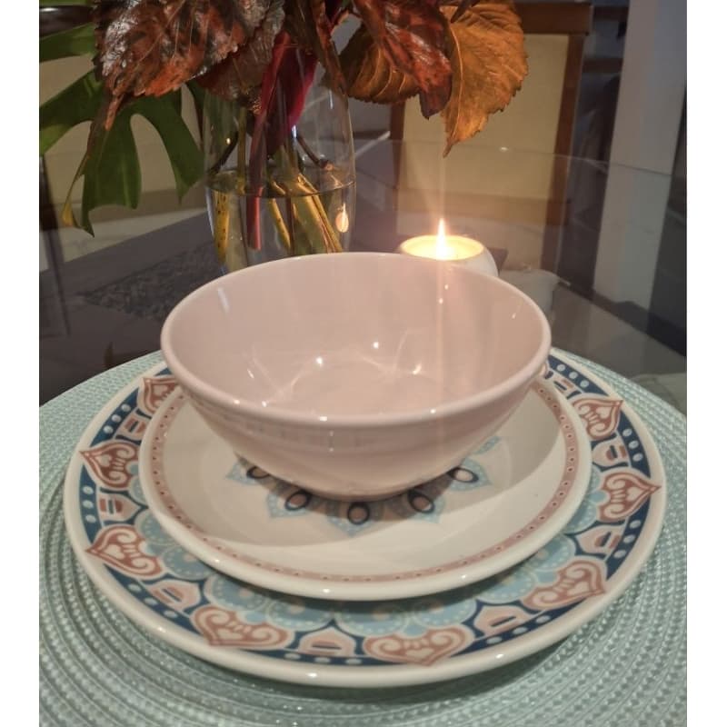 Prato raso, prato sobremesa e bowl porcelana