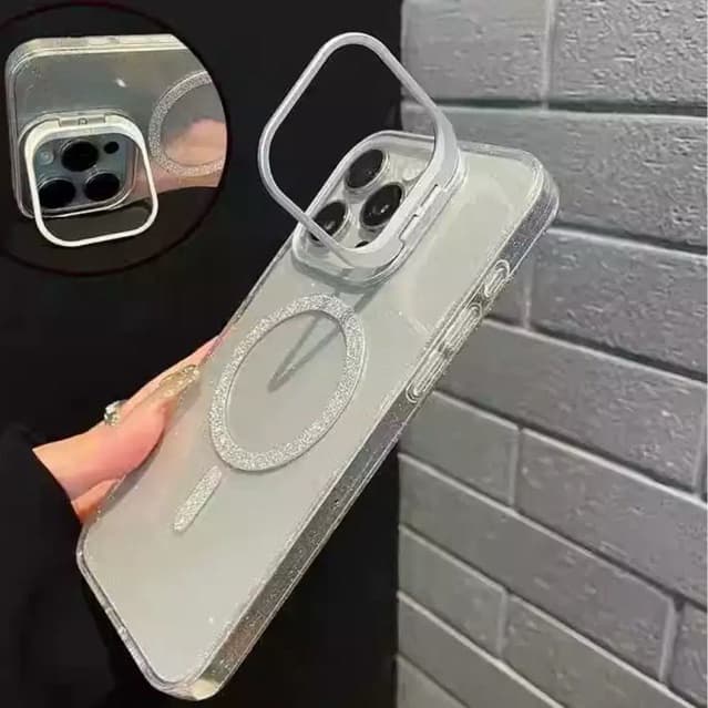 Capa  Magnética Transparente  Glitter Premium Anti-Queda Proteção de Câmera compativel com iPhone