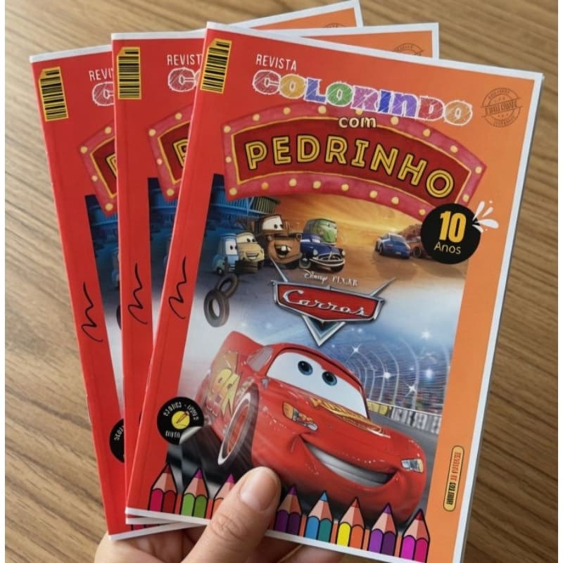 Kit Revistinha Livro de Colorir Infantil Festa Lembrancinha Prenda PERSONALIZADO - DESENHO - CARROS livrinho