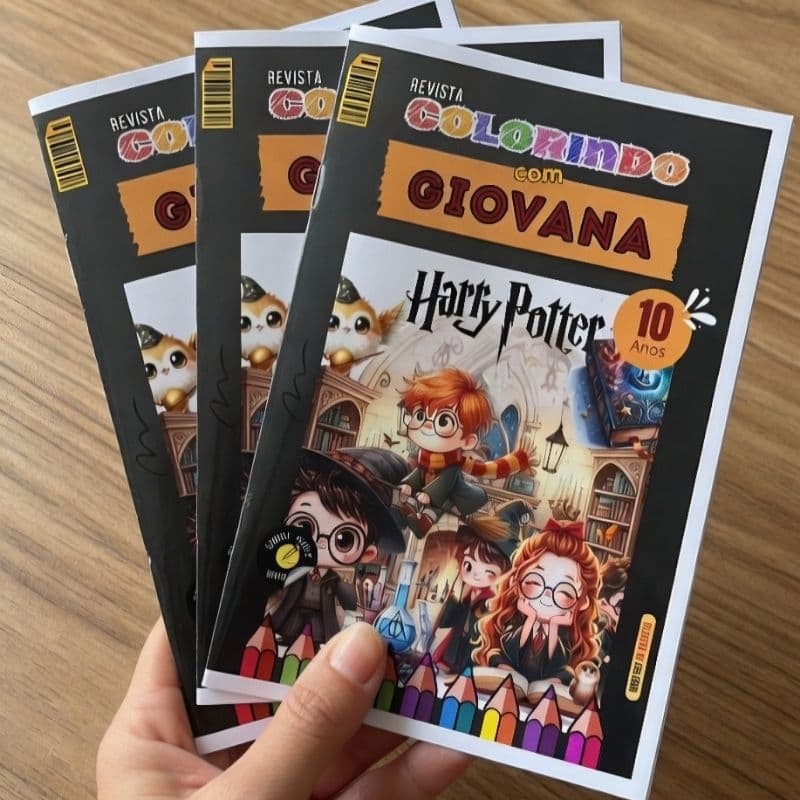 Kit Revistinha Livro de Colorir Infantil   Festa Lembrancinha Prenda PERSONALIZADO - DESENHO - HARRY POTTER livrinho