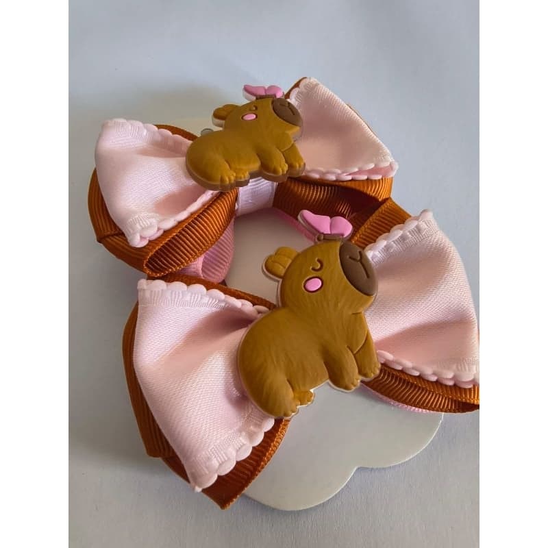 Parzinho de laço infantil Capivara, laço Capivara acessórios infantil menina Presilha de cabelo Capivara laço temático