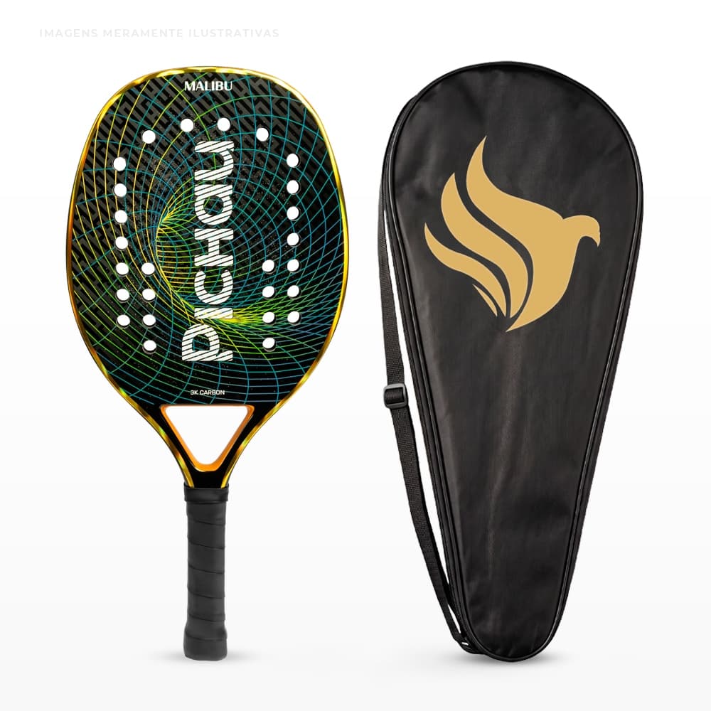 Raquete de Beach Tennis Pichau Malibu 3K Carbon 26 Furos, PES-RKT-MLB
