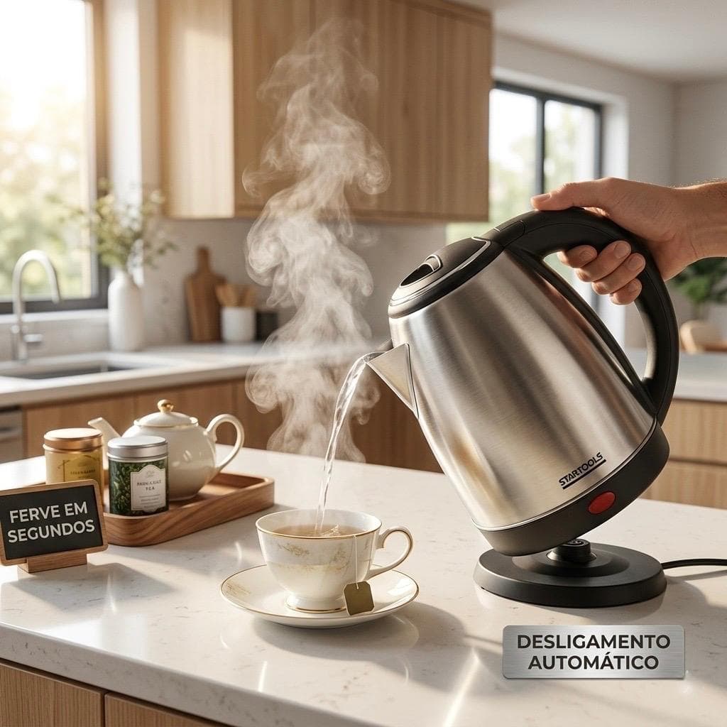 Chaleira Elétrica 2L Inox 127V Ferve Rápido Desligamento Automático Anti-seco