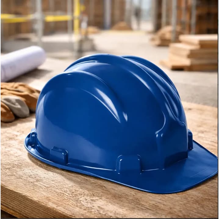 Capacete De Segurança Com Aba Frontal Azul Obra Classe B - Plastcor