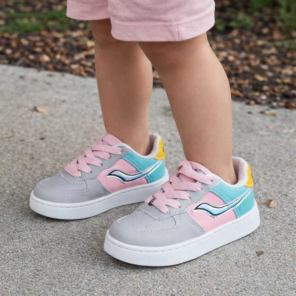 Tênis Infantil Feminino Menina Casual Macio Confortável Tons Pastel Holográfico Envio Imediato