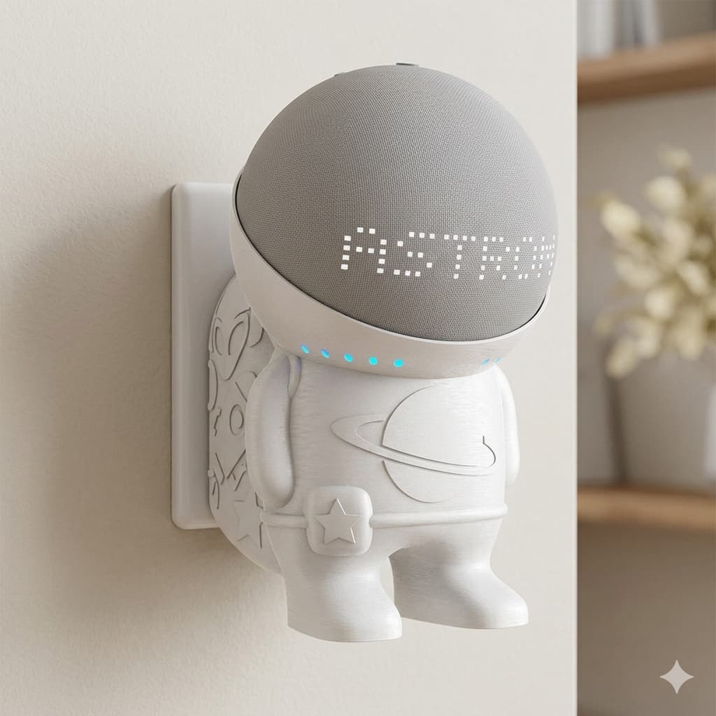 Suporte De Tomada Parede Astronauta Alexa Echo Dot 5 ou 4