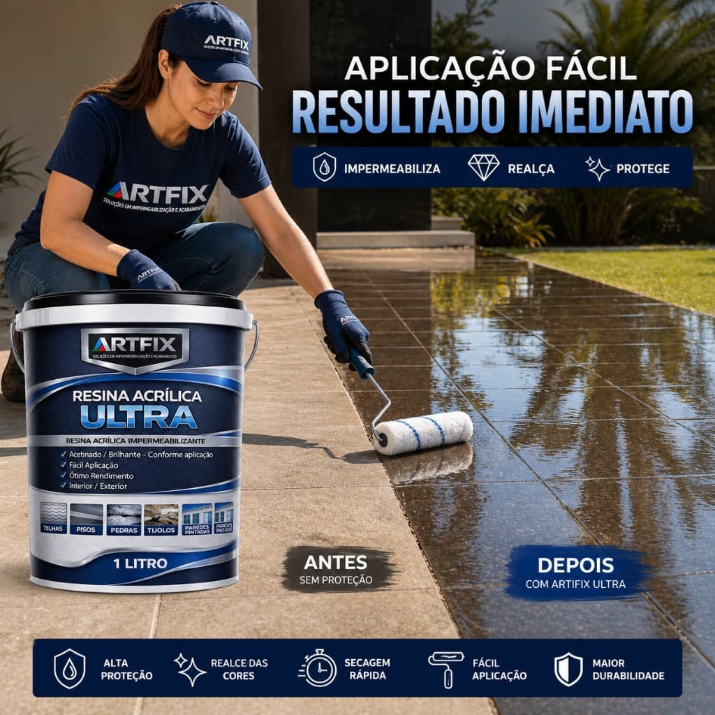 Resina Acrílica Impermeabilizante Incolor 1L Alto Rendimento