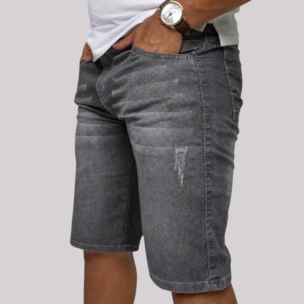 Bermuda Jeans Masculina Slim Com Elastano Premium Lycra Estilo Casual Luxo - Lançamento 2026 Presente Pai