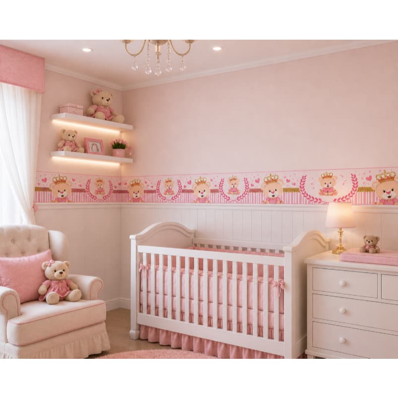5 Metros faixas decorativas Adesivo Infantil Ursinha Princesa Star = 781