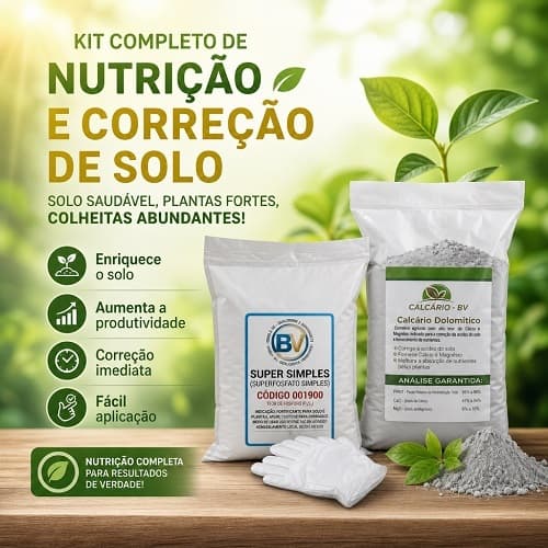 Kit 10kg Recuperação de Solo Calcário + Super Simples + Brinde Luvas