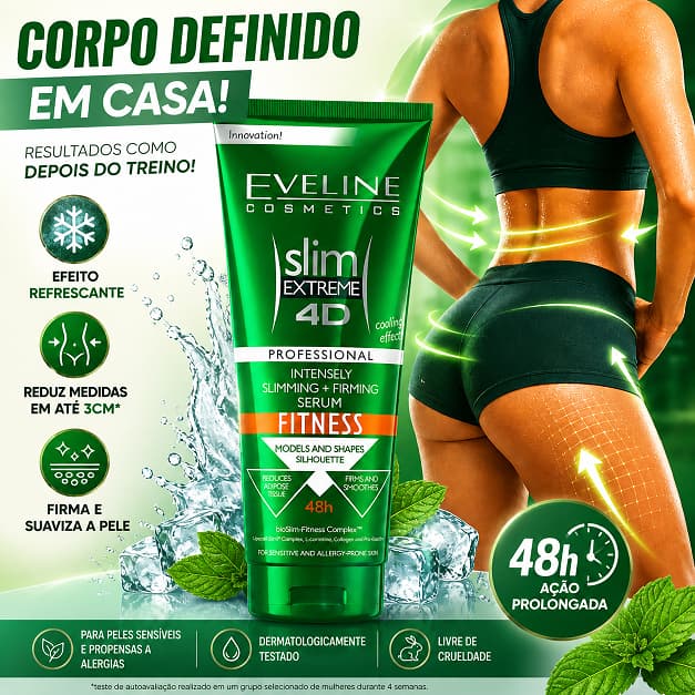 [DIRETO DOS EUA] Slim Extreme 4D Eveline Cosmetics Serum Redutor – Efeito Academia, Reduz Medidas e Celulite em 48h