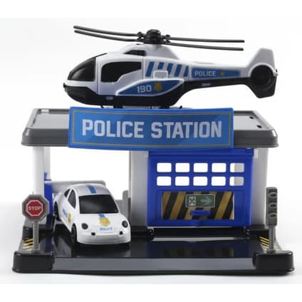KIT POLICIA - BASE + HELICOPTERO + CARRO - BS TOYS - 620