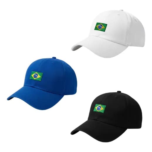 Kit 3 Boné Brasil Seleção Brasileira Aba Curva Unissex Ajustavel