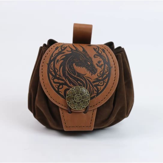 Bolsa de veludo couro do dragão medieval para guardar dados rpg dungeons and dragons ded