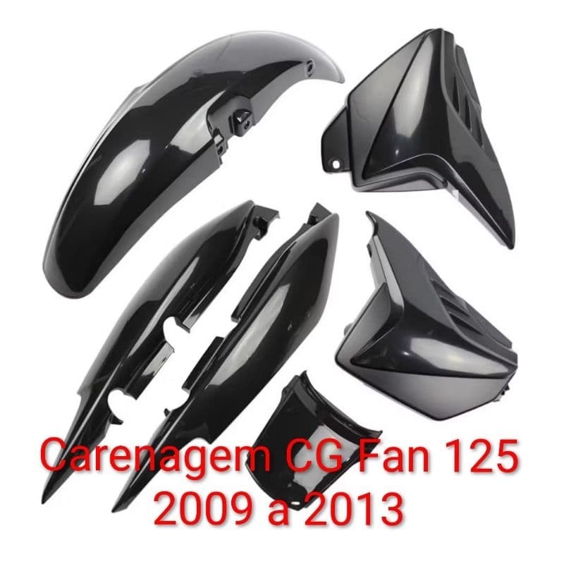 Kit Carenagem Moto Cg Fan 125 Preta Ano 2009 2010 2011 2012 2013