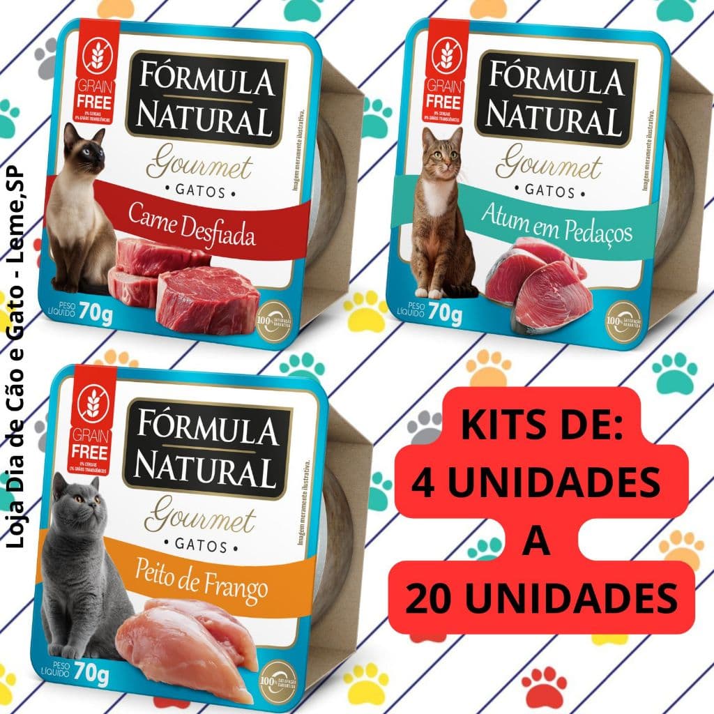 Kit de 4 a 20 unidade de 70g - Fórmula Natural Fresh Meat Gourmet Gatos