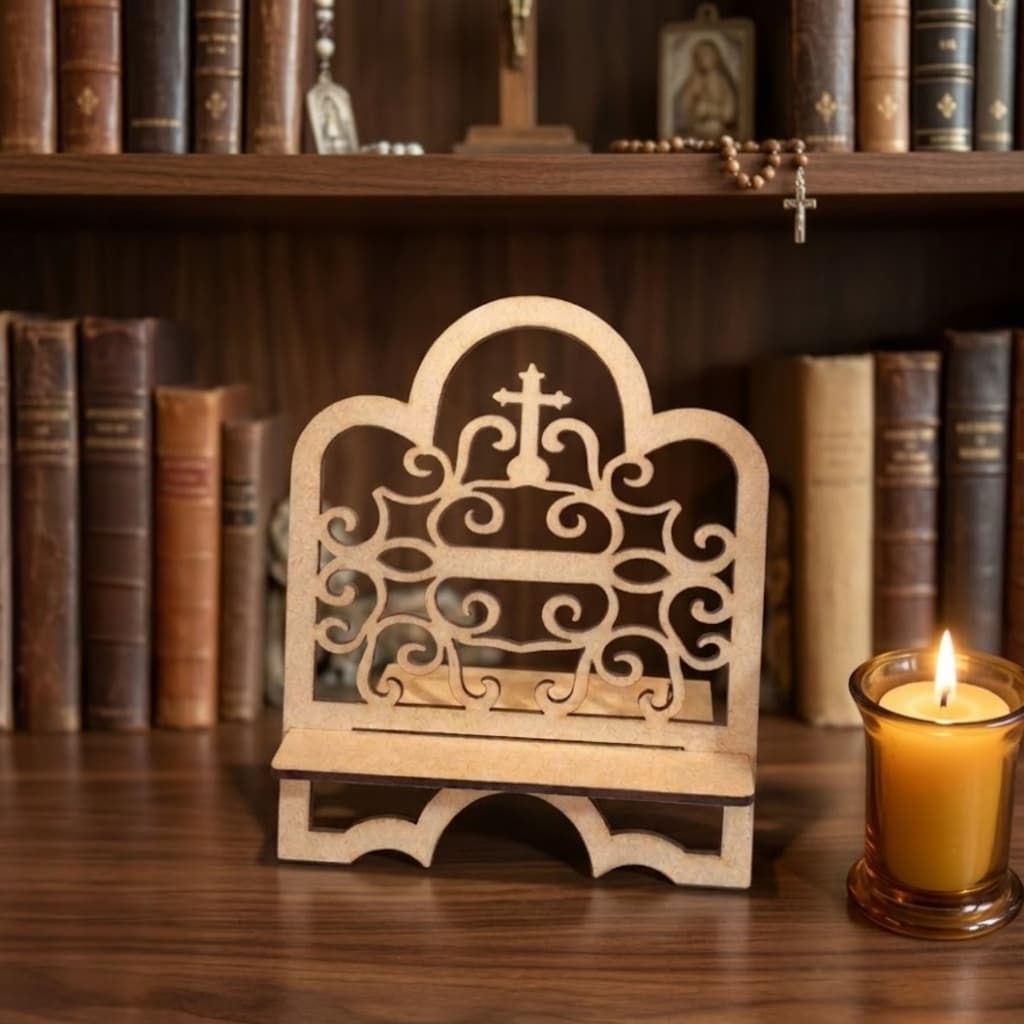 Suporte Para Bíblia E Livros Mdf Cru 3mm Com Cruz