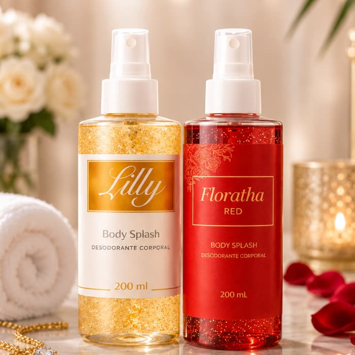 Kit Body Splash Feminino Floratta Red e Lily 200ml Aroma Suave e Longa Duração