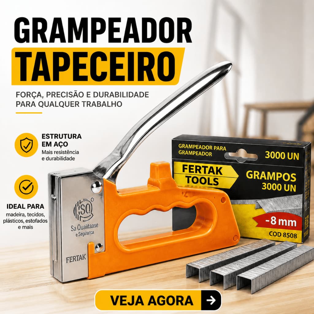 Grampeador para Tapeceiro 4/6/8mm +5000 +3000 GRAMPOS Manual Profissional Estofador Tapecaria