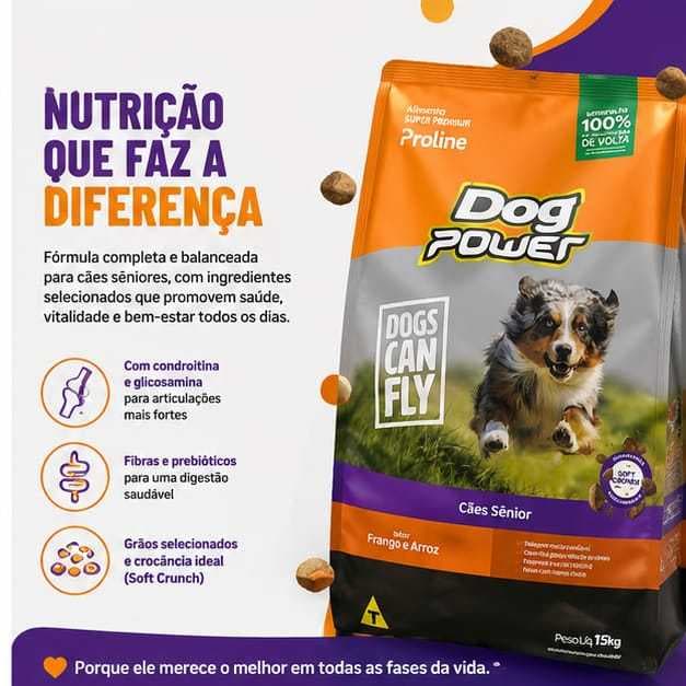 Ração Dog Power Frango e Arroz para Cães Sênior 7+