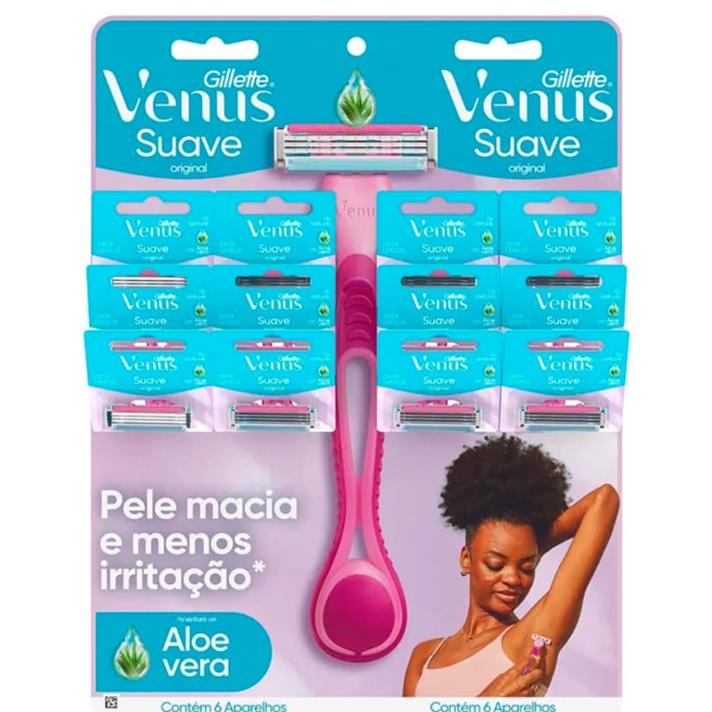 12 Aparelho Gillette Venus Suave 3 Laminas C/12