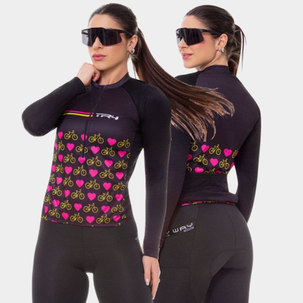 Camisa Feminina de Ciclismo Blusa Manga Longa Inverno Frio com Proteção Solar Uv Bike Mtb