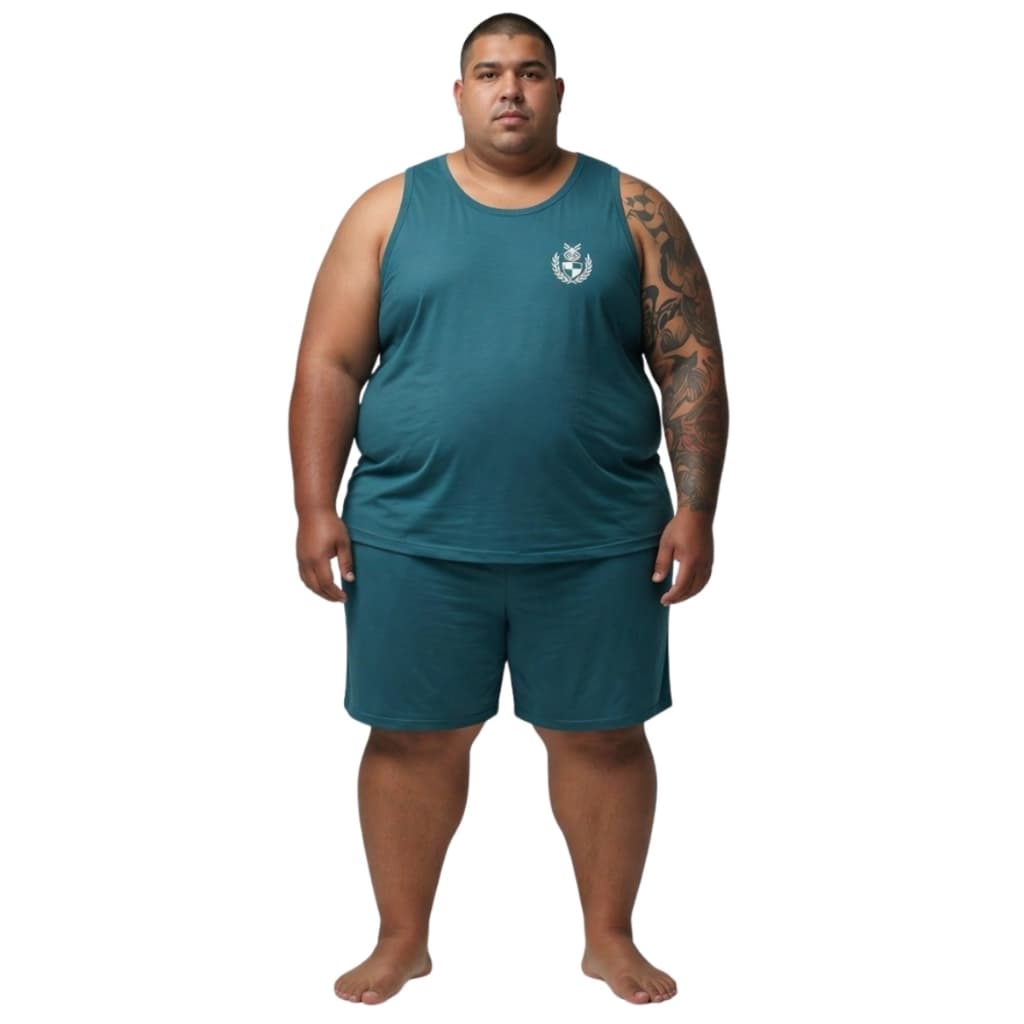 Pijama Homem Adulto Masculino Camiseta Regata Fechado e Short Bermuda Plus Size
