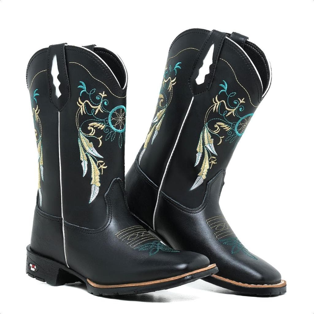 Botina Texana Feminina Pena em Couro | Estilo Country + Conforto Premium