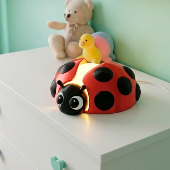 Luminária Joaninha LED Abajur Criativo Infantil Decorativo Luz Suave Casa
