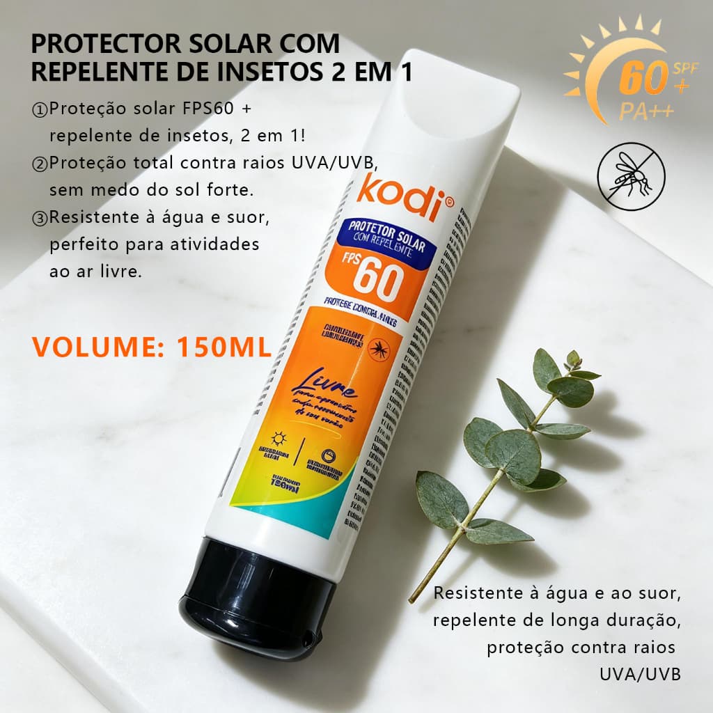 2in1 Brightening Facial Sunscreen e Repelente de mosquitos SPF 60+ UVA 150ml D3