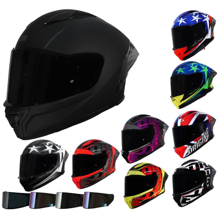 Capacete Moto Esportivo Origine Pista Com Spoiler + 1 Viseira Extra na Cor de sua escolha Designer Top Super Leve
