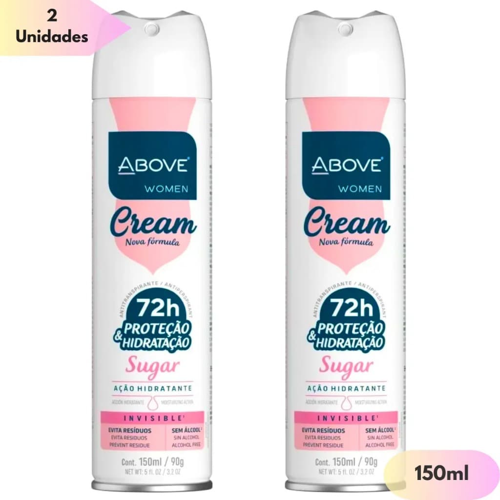 Kit 2 desodorantes Above Cream Sugar 72hs Invisible 150ml cada