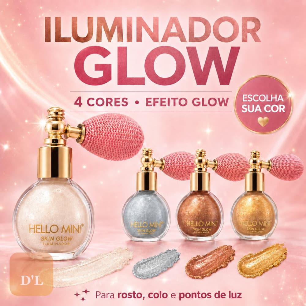 Iluminador Glow Hello Mini Skin Glow Spray Brilho Corpo Rosto Colo Maquiagem 4 Cores