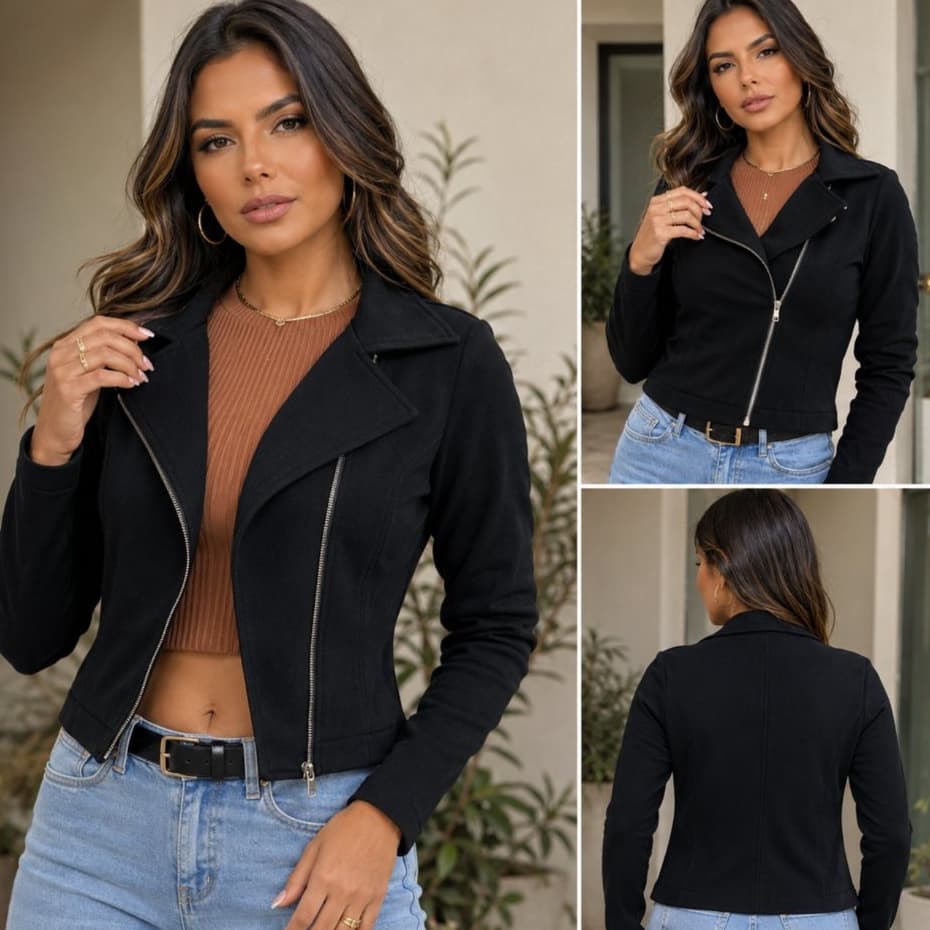 Jaqueta Casaco Feminina Suede Slim com Zíper Jaquetinha Inverno Frio Blogueira