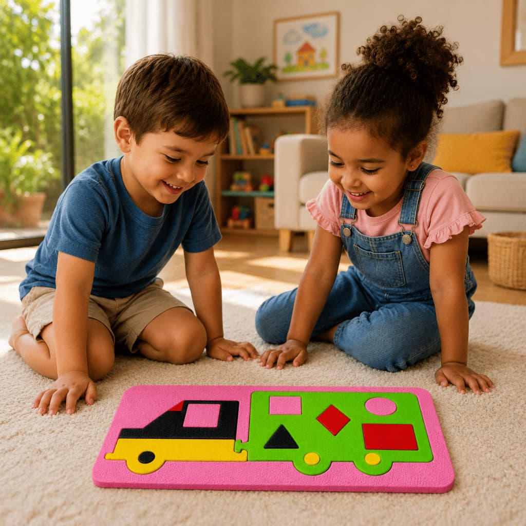 Quebra-Cabeça Infantil Educativo em EVA Dinossauro Caminhão Matemática