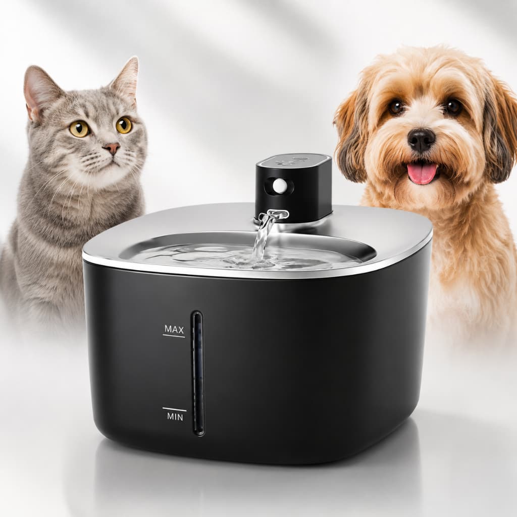Bebedouro Pet Sem Fio Automático | Fonte de Água Inteligente Silenciosa com Controle Touch - preto