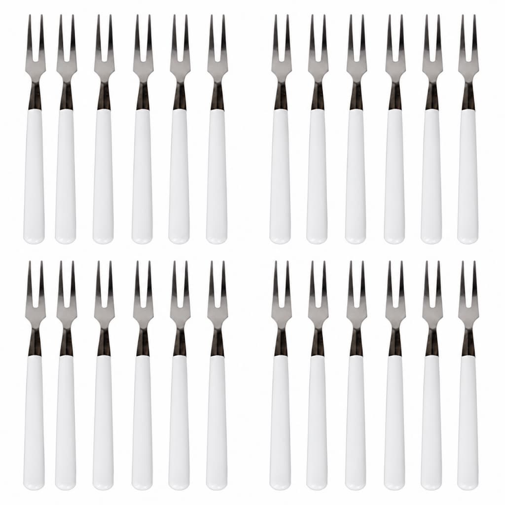 Kit Com 24 Mini Garfos Para Petiscos Fondue Queijo Tábua Frios Aço Inoxidável