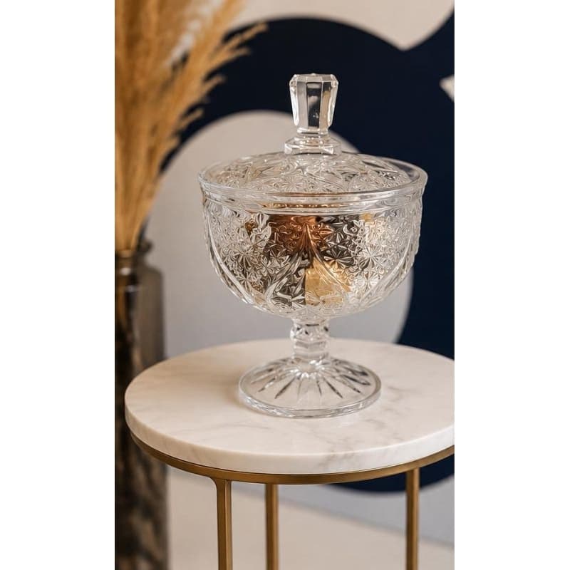 Bomboniere de Vidro com Tampa e Pé 1,2L – Pote Decorativo para Doces e Mesa Posta