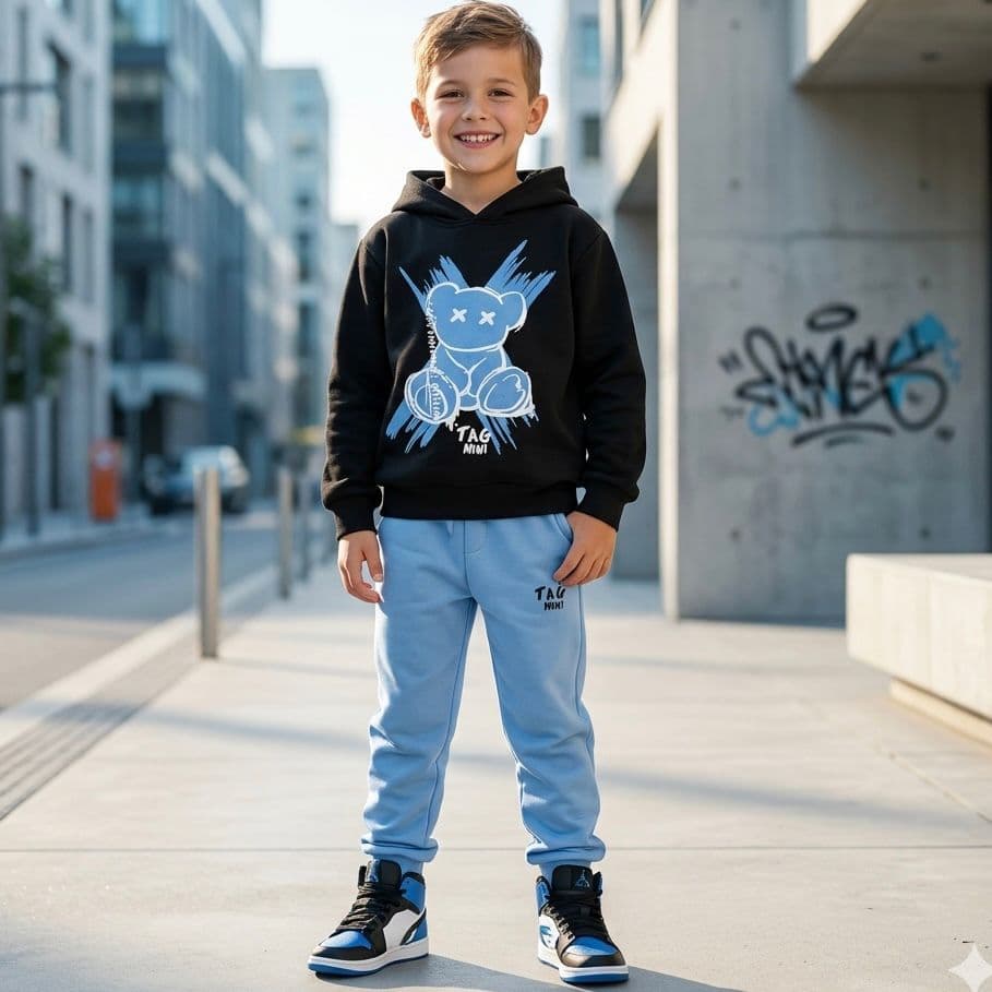 Conjunto Infantil Masculino Agasalho Calça e Casaco Abrigo Juvenil para o Inverno com estilo