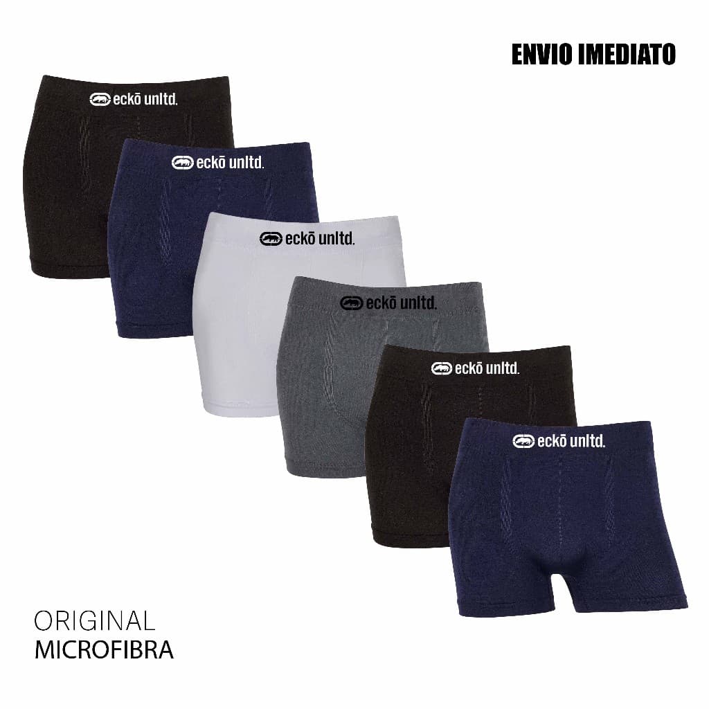 Kit 3 ou 6 cuecas boxer microfibra Original marca Ecko Sem Costura