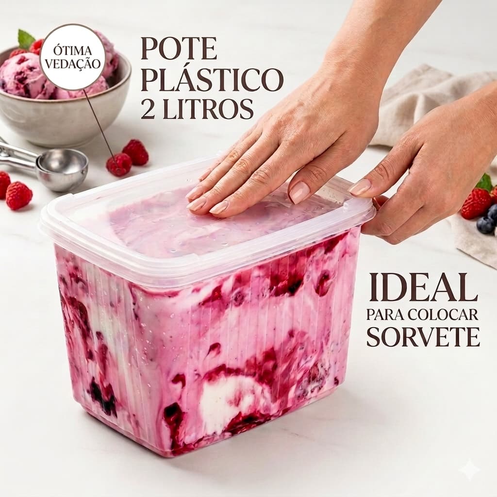 Pote sorvete 2 litros transparente BP Potes